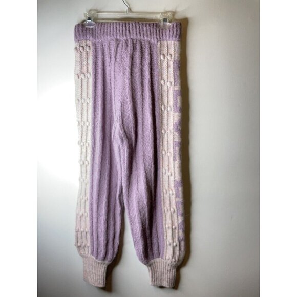 LOVESHACKFANCY Landana Wool Knit Bauble Jogger Pants Lavender Size L NWT $395 - Picture 10 of 12